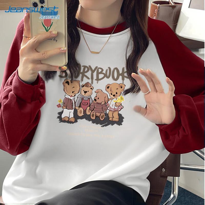 

JEANSWEST Women s Casual Color-Blocked Round Neck Sweatshirt XL