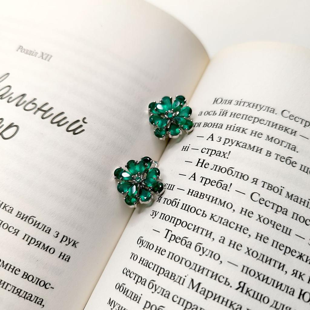 Silberne Ohrringe mit natürlichem Achat 6,8 ct (2174073)