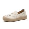 Fashion Genuine Leather Yellow Flats Hollow Out Moccasins Shoes for Women Summer Breathable Loafers Woman Barefoot Slip On Shoes Ladies