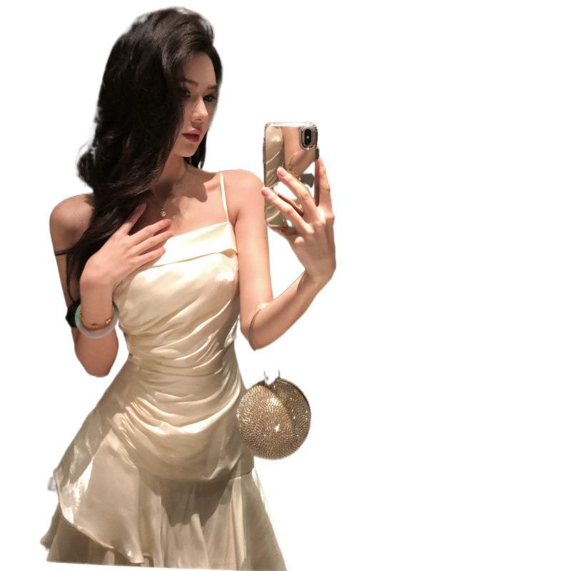 Summer New Niche Light Luxury Suspender Dress Beach Vacation Fishtail Skirt Banquet Dress Long Dress Women
