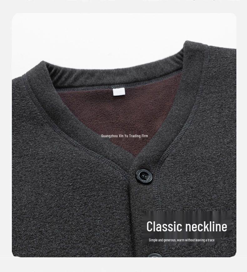 Grandpa’s Autumn & Winter Thickened Cotton Outfit: Velvet Three-Piece Set and Two-Piece Set for Middle-Aged & Elderly.