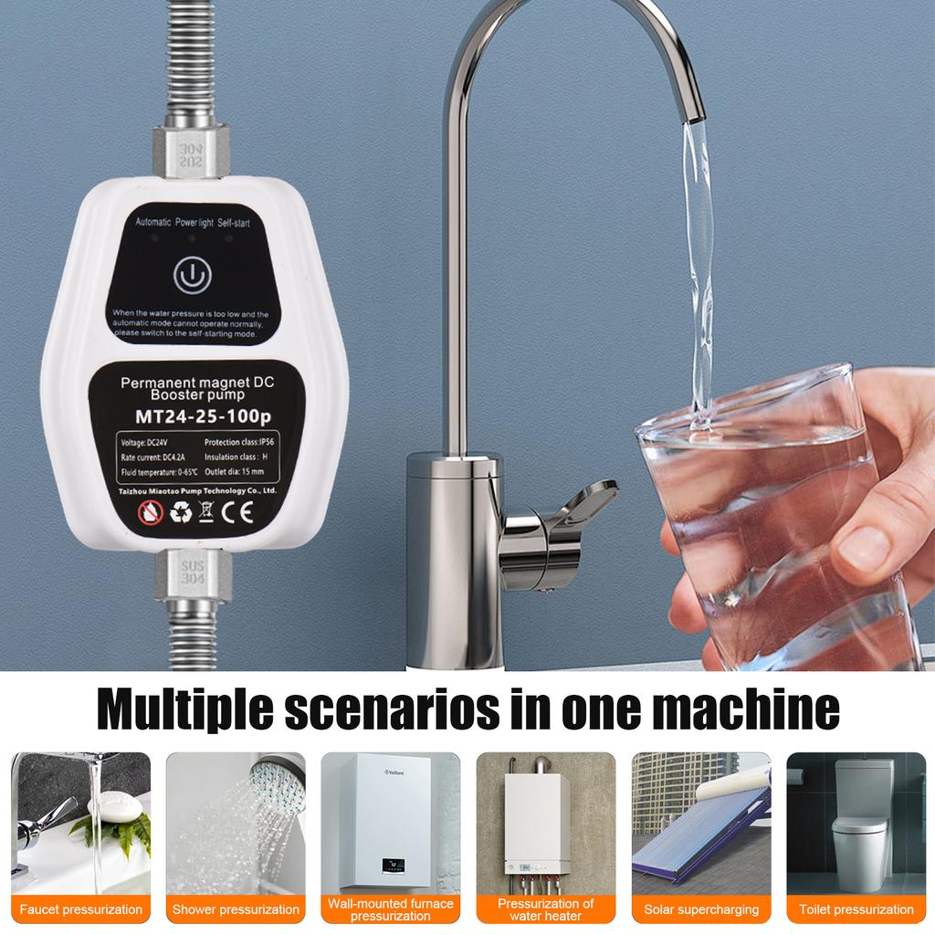 Portable Water Pressure Booster Pump 24V 100Pa Auto Shower Water Pressure Booster Intelligent Sensing Energy Saving Max