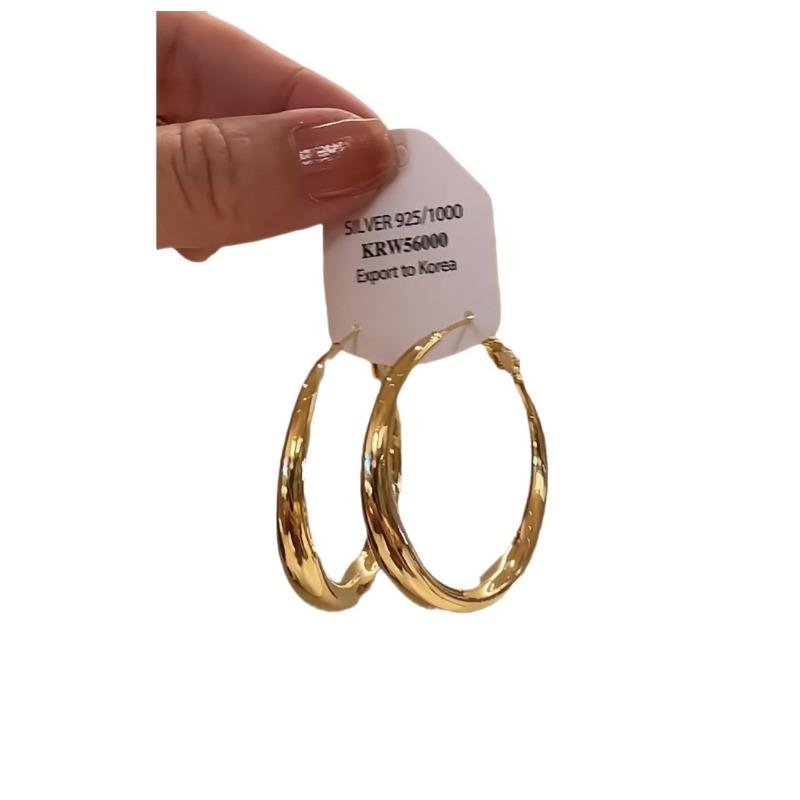 Gold Ring Earrings Women's Ear Buckles Light Luxury High-end Earrings Autumn and Winter Ring Earrings