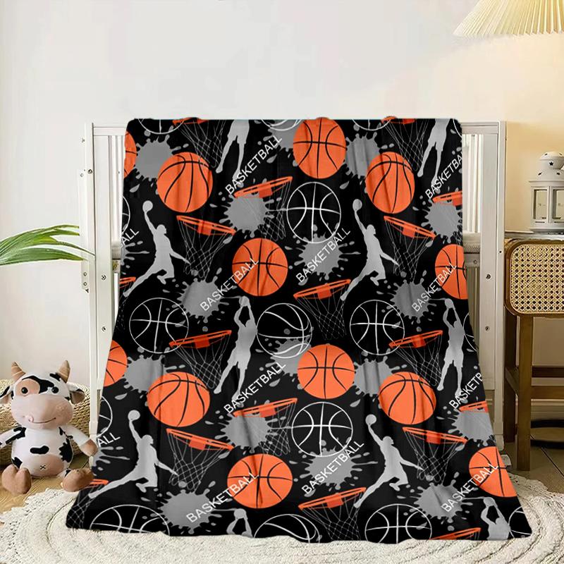 

Basketball Pattern Background Blanket Flannel Blanket for bed, sofa, Camping, Hiking, Picnic Essentials, gift for family Fan gifts 75x90cm