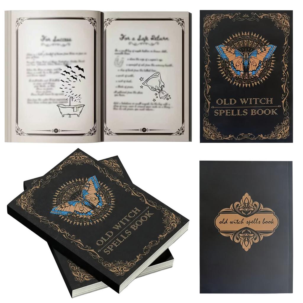 Notes Vintage Wielofunkcyjny Retro Księga Czarów Wiedźmy Prawdziwy Notes z Zaklęciami Dekoracja Halloweenowa i Okultystyczny Rekwizyt