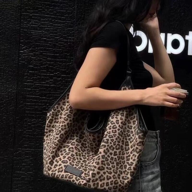 Fashion Tote Bags Women's Shoulder Bags New Leopard Print Canvas Bag Niche Leisure Versatile High Capacity Trend Crossbody Bags