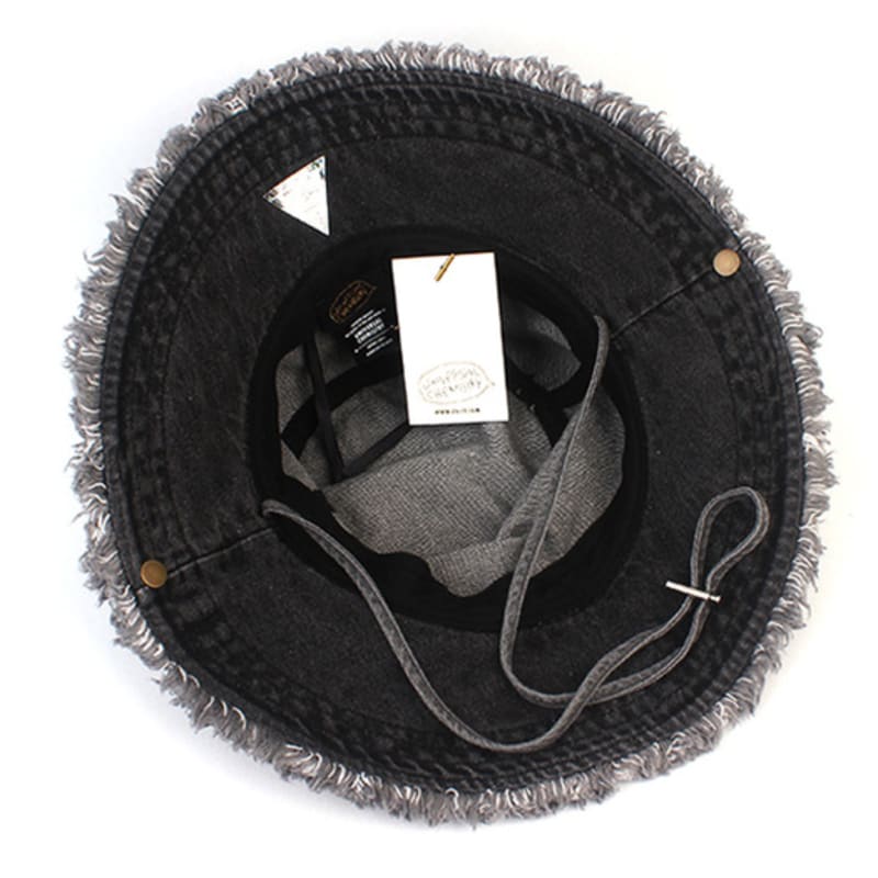 Universal Chemistry Vintage Black Denim String Bucket Hat