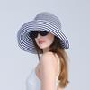 Summer outdoor foldable sunshade sunscreen contrasting color striped big eaves bucket hat women