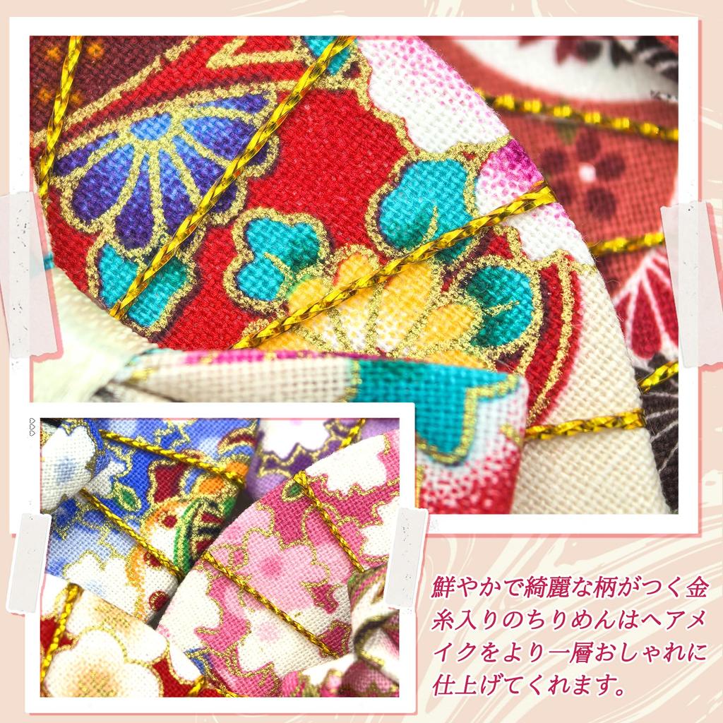 JZOON Hair Handmade with a Cherry Blossom Ribbon and Perfect for and Shichi-Go-San Ornament, Pink, Design, Tsumami-Zaiku Bow, Coming-of-Age