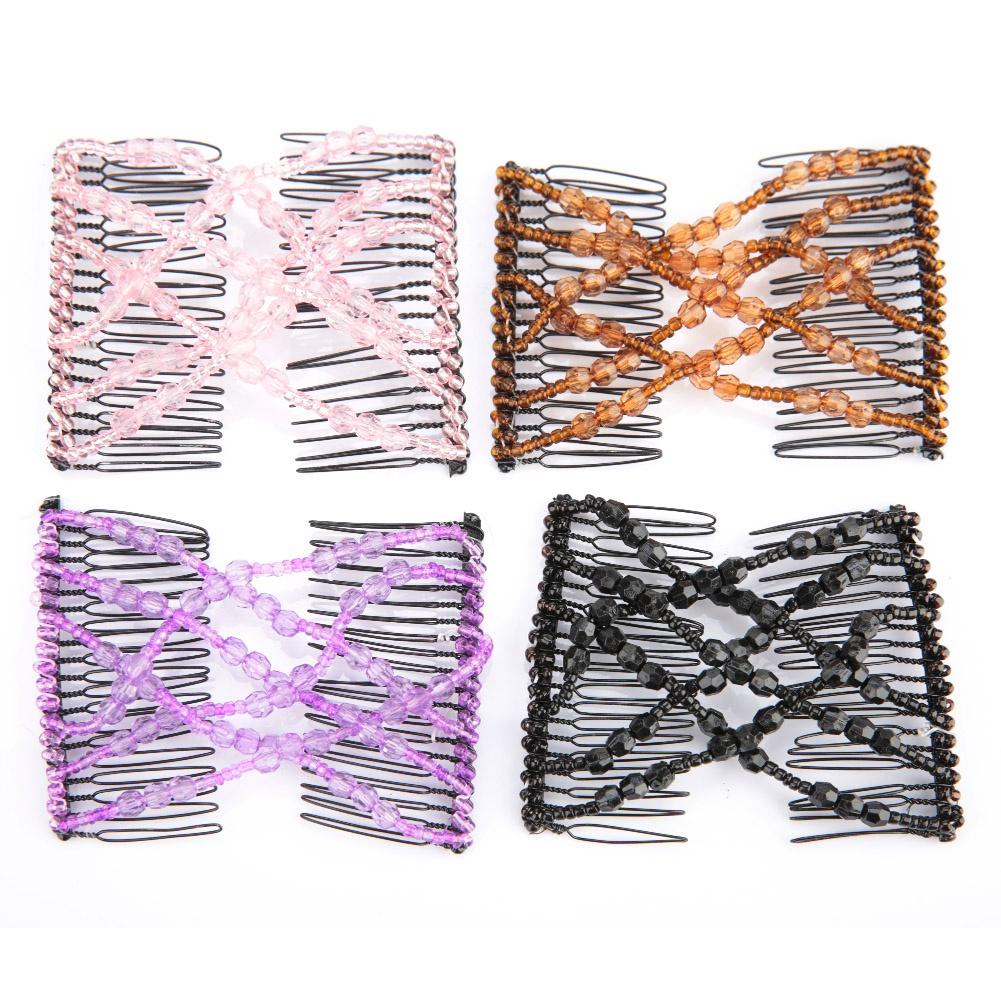 Magic Hair Comb Clip Beads Stretchy Double Comb Hair Disk