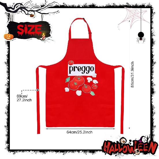 Halloween Women Preggo Apron Preggo Costume Tomato Sauce Jar Red Baker Apron for Halloween Cosplay Costume Contest Party Cake Kitchen Cook