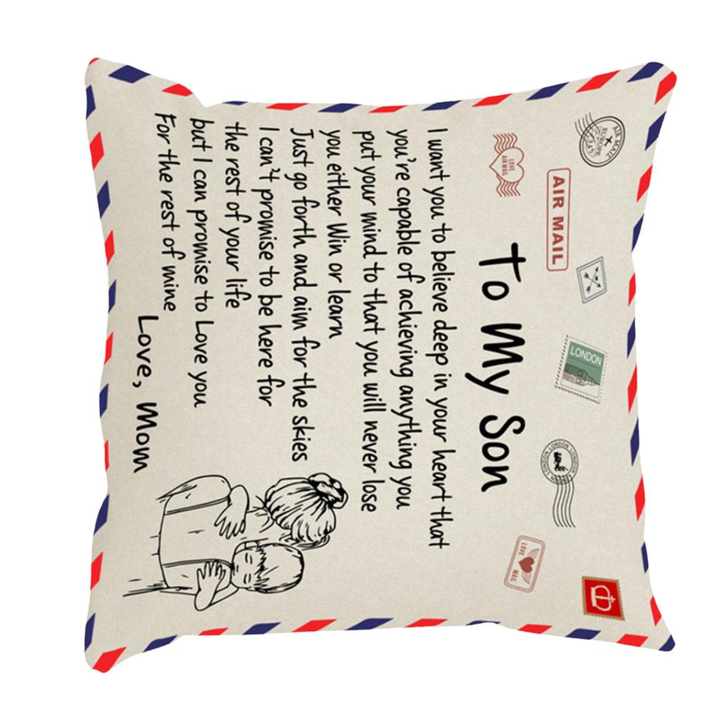 Pillow Cover Fiber Square Throw Pillow Cover Lettering Washable Sofa Cushion Case
