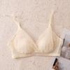 Spring and summer silk French triangle cup mulberry silk sexy rabbit cup big chest showing small mesh lace triangle cup