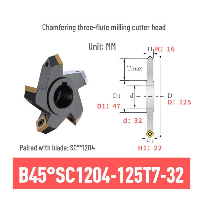 45° Dual-Sided V-Type Chamfer Milling Cutter Head