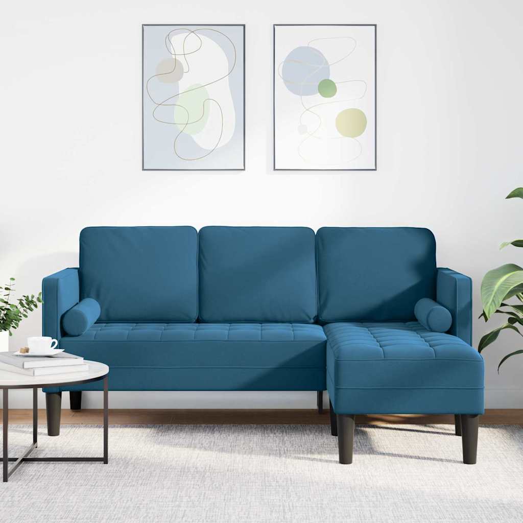 Sofa Set with Cushions Blue Polyester