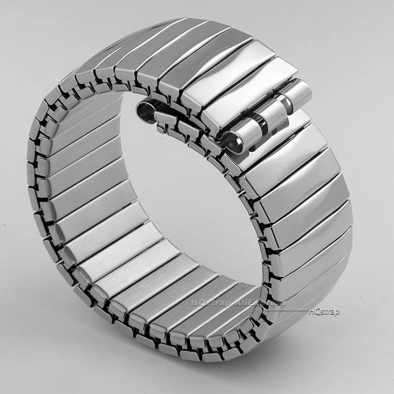 Elastic Stainless Steel Watch Strap for Swatch Watches Men Women Polished Matte Silver Metal Wrist Straps Replacement Bracelet