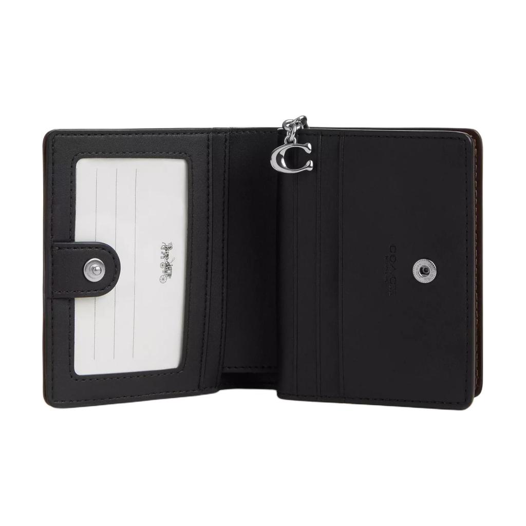 Coach Snap Wallet 11 Classic Monogram Signature Jacquard With Fine Calfskin Women Wallet Silver Oak Maple CU991-SVS8S