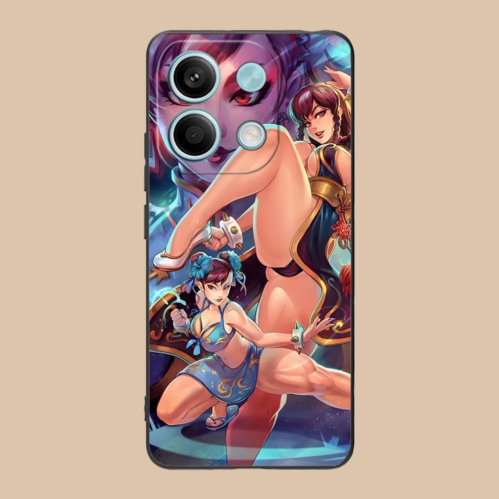 Street Fighter Chunli Phone Case for Xiaomi POCODurable Heavy Duty Case F6 F5 F4 Pro GT 5G Black Cover Pretty Cellphones