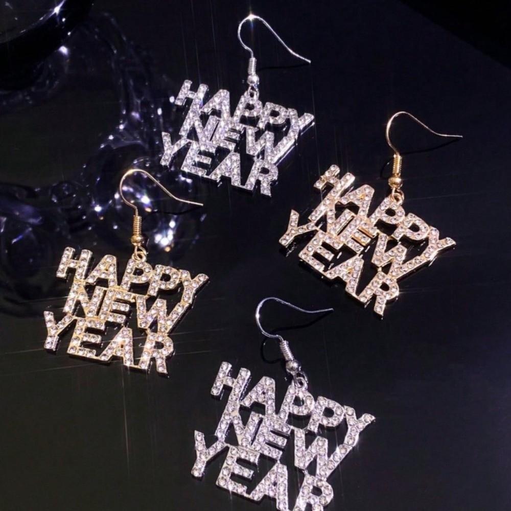 Happy New Year Letter Happy New Year Earrings Elegant Stud Earrings Letter Earrings Travel