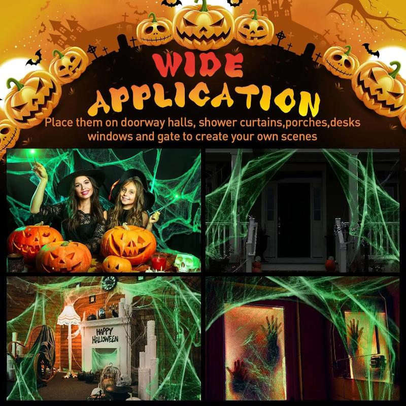 2027 Halloween Decor Halloween Glowing Spider Webs with Luminous Cobweb and Spiders for Haunted House, Horror Room Decor Props