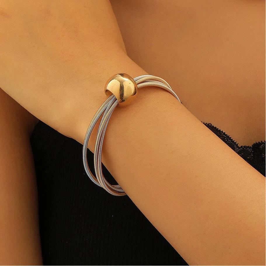 Exaggerated Multi-Layer Braided Choker & Bracelet Set for Women