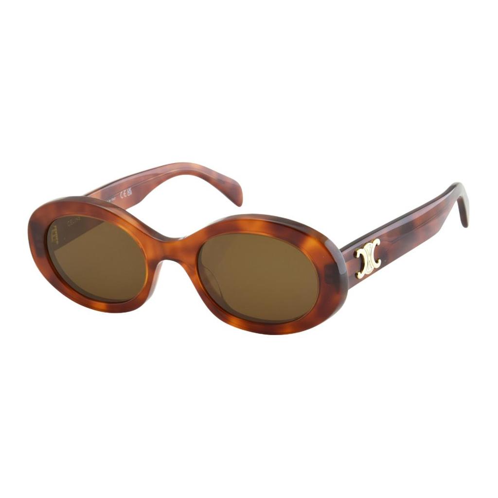 Celine Logo Design Oval Sunglasses Women sunglasses Tortoise CL40194U53E