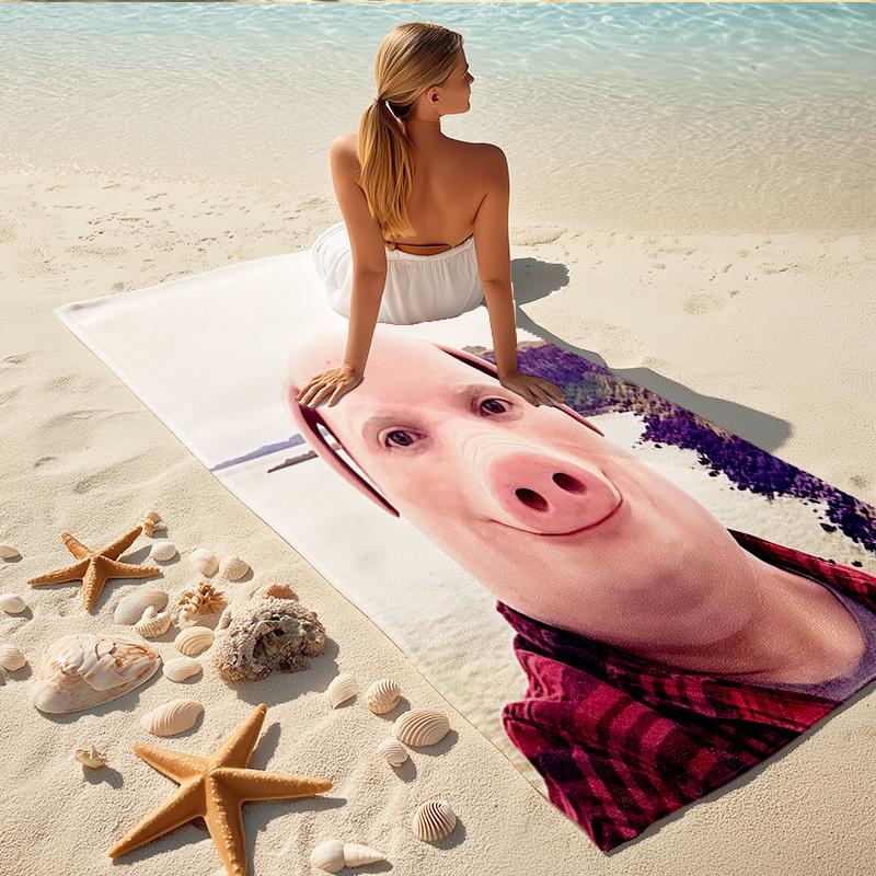 1Pc Pig Nose Selfie Adventure Beach Towel, Quick Dry, Multi-Use for Beach Pool Gym Yoga Home Travel, Christmas, Halloween, Xmas Gift M928747