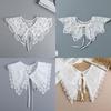 Solid Women Girls Lace Fake Collar Shoulder Wrap Detachable Mesh Embroidery Floral Lace Shawl Wrap Cape Half Shirt Collar