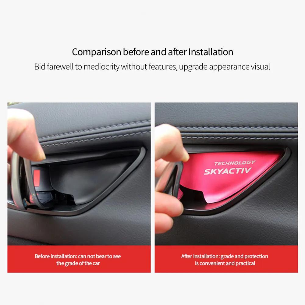 4ps Car Door Bowl Handle Cover Trim Stickers Case For Mazda Skyactiv Technology Logo 3 6 CX 5 CX3 Car Styling Accessories