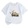 Kids Boys Girls 100% Cotton Crew Neck Short Sleeve T-Shirt, Cute Cartoon Three Funny Yellow Characters Print Casual Soft Tee Tops for Children Daily W