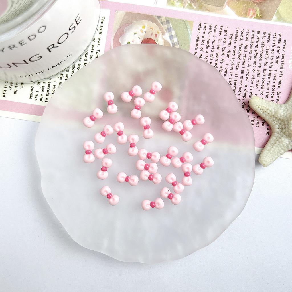 Pink Resin Cartoon Bowknot Heart Bow Tie Little Bunny Nail Art Accessories DIY Nail Hairpin Accessories Wholesale