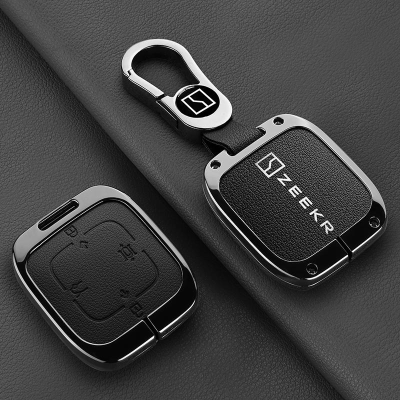 Zeekr 7X 007 001 Fr 009 Key Fob Car Rc Cover Housing Zinc Alloy Leather Car Key Case Protective Case Auto Accessories