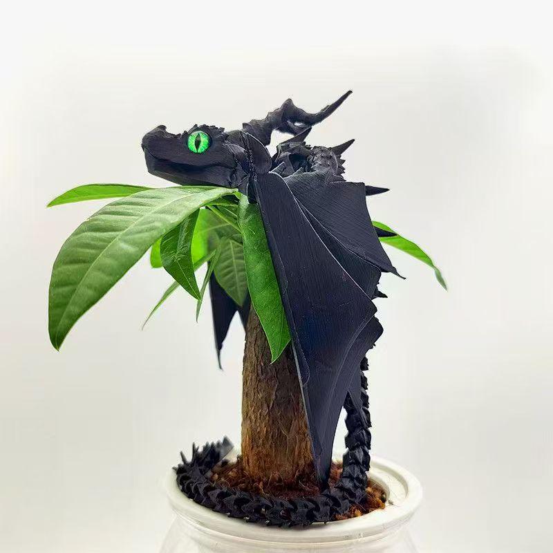 

3D Printed Articulated Triceratops and Dragon Desktop Ornament - Ideal Children s Day Gift