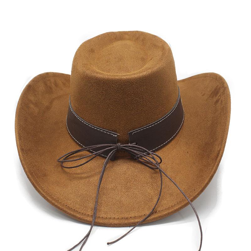New ethnic style men's and women's jazz hats, European, American and British style new woolen top hats, western denim middle edge curl top hats