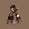 Korean Style Tassel Thick Thermal Scarf Women Winter Plaid Print Long Warm Shawl Costume Accessories