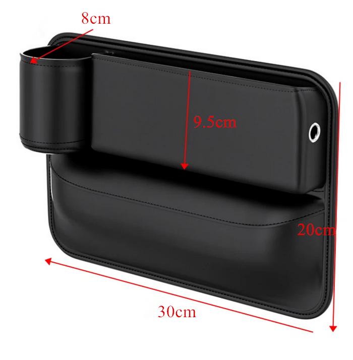 Universal Left Side PU Leather Console Side Seat Filler Organizer Cup Holder x1