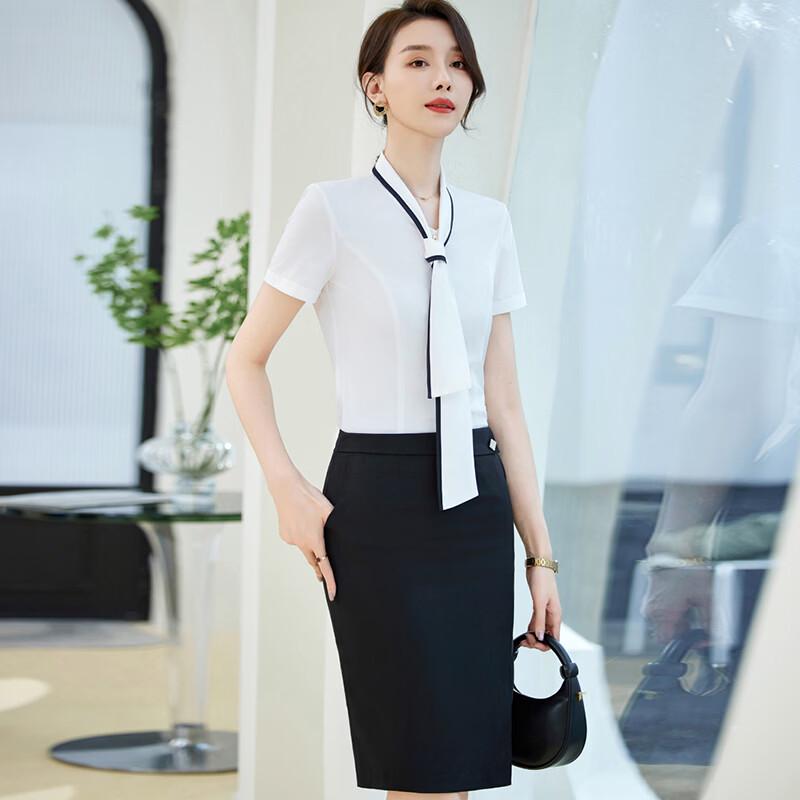 Women's V-Neck Short-Sleeve Chiffon Professional Blouse