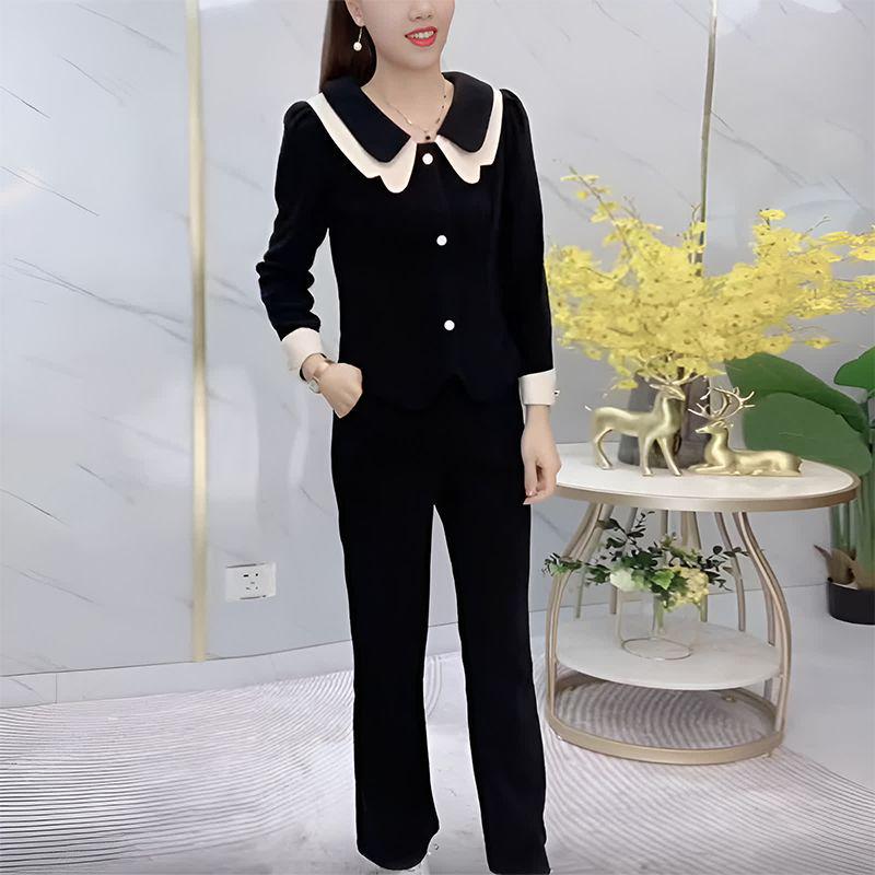 

Стильный омолаживающий комплект из топа, подчеркивающего талию, и повседневных брюк для женщин на весну и осень 2025 года 3XL (suggested 135-145 jin)