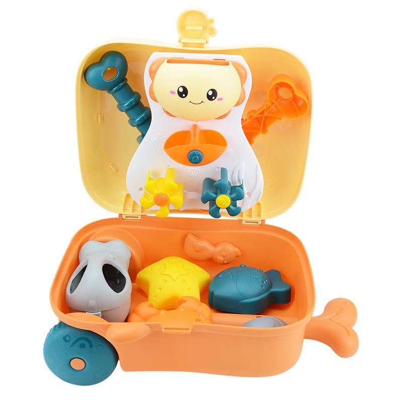 

Children Beach Toy Set with Rolling Storage Case Includes Sandcastle Molds Shovels Rakes Buckets and Accessories for Outdoor Play and Travel One Size