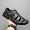 Summer Men's Leather Shoes Male Sandals Handmade Hollow Flats Quick Dry Wading Shoes