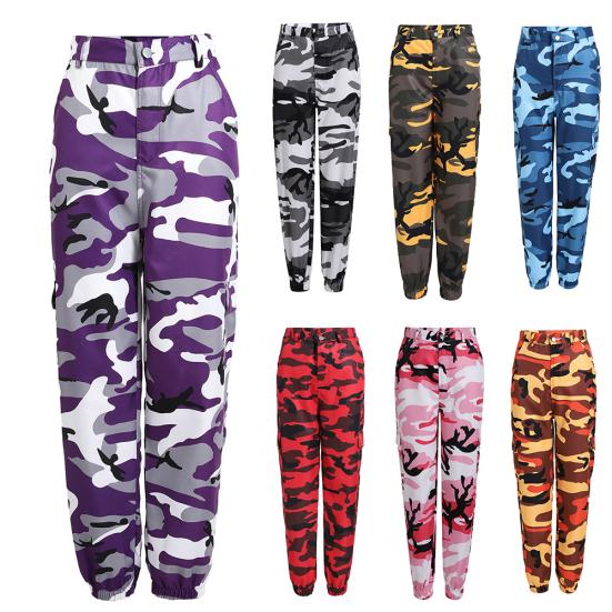 Casual Women Camouflage Printed Middle Waist Jogger Harem Pants Long Trousers