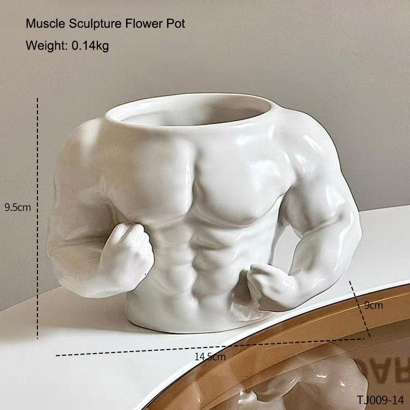 

Creative Muscle Sculpture Flowerpot Green Potted Plants Vase Home Courtyard Garden Decor Handicrafts Ornament Gift