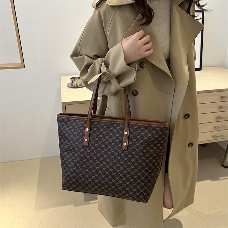Fashionable Vintage Plaid Tote Bag For Women Stylish Large Capacity Shoulder Bag