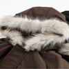 Women's Winter Warm Fur Collar Hooded Quilted Padded Jacket Brown Loose Causal Short Style Cotton-padded Coat