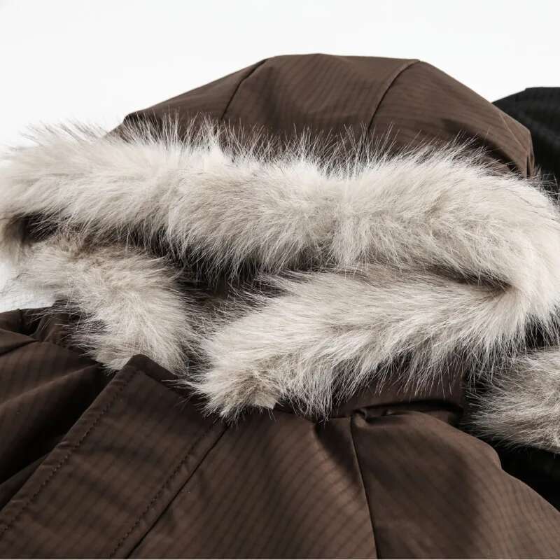 Women's Winter Warm Fur Collar Hooded Quilted Padded Jacket Brown Loose Causal Short Style Cotton-padded Coat