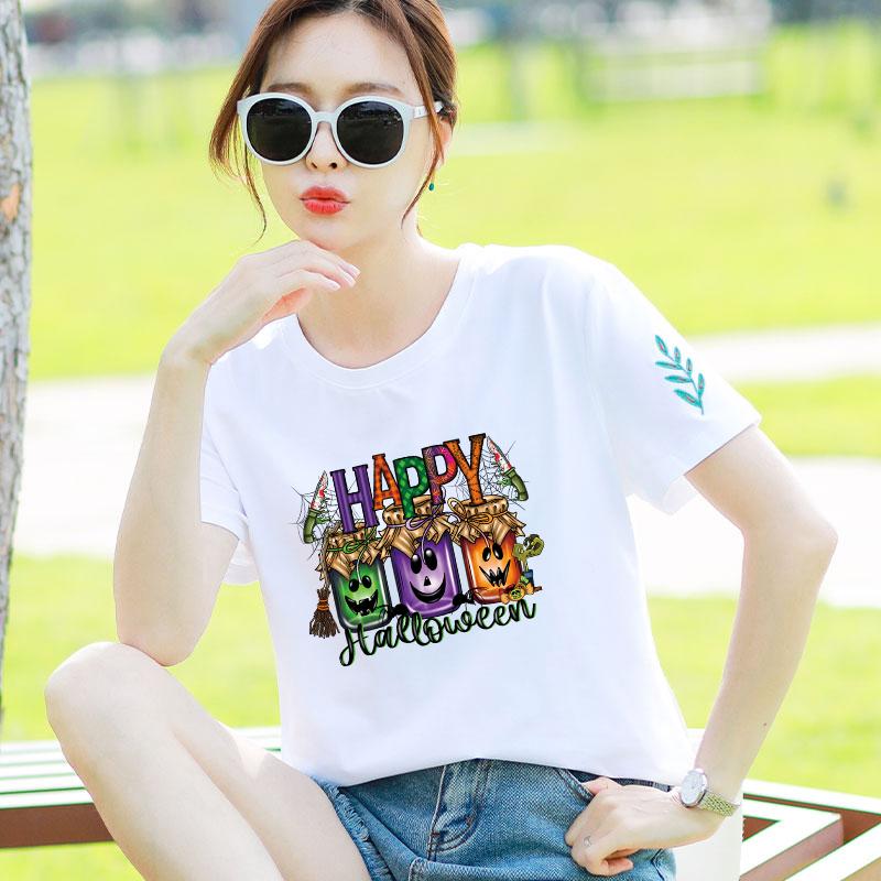 Happy Halloween Patches For Clothes Thermal Stickers T-Shirt Parches Ropa Hoodies Diy Heat Press Appliqued Decals Printing