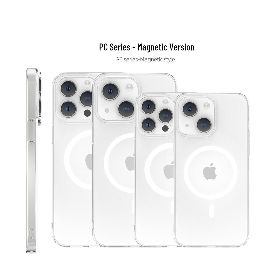 Compatible with Apple iPhone 16 Pro Max: Transparent Magnetic Frosted Protective Case