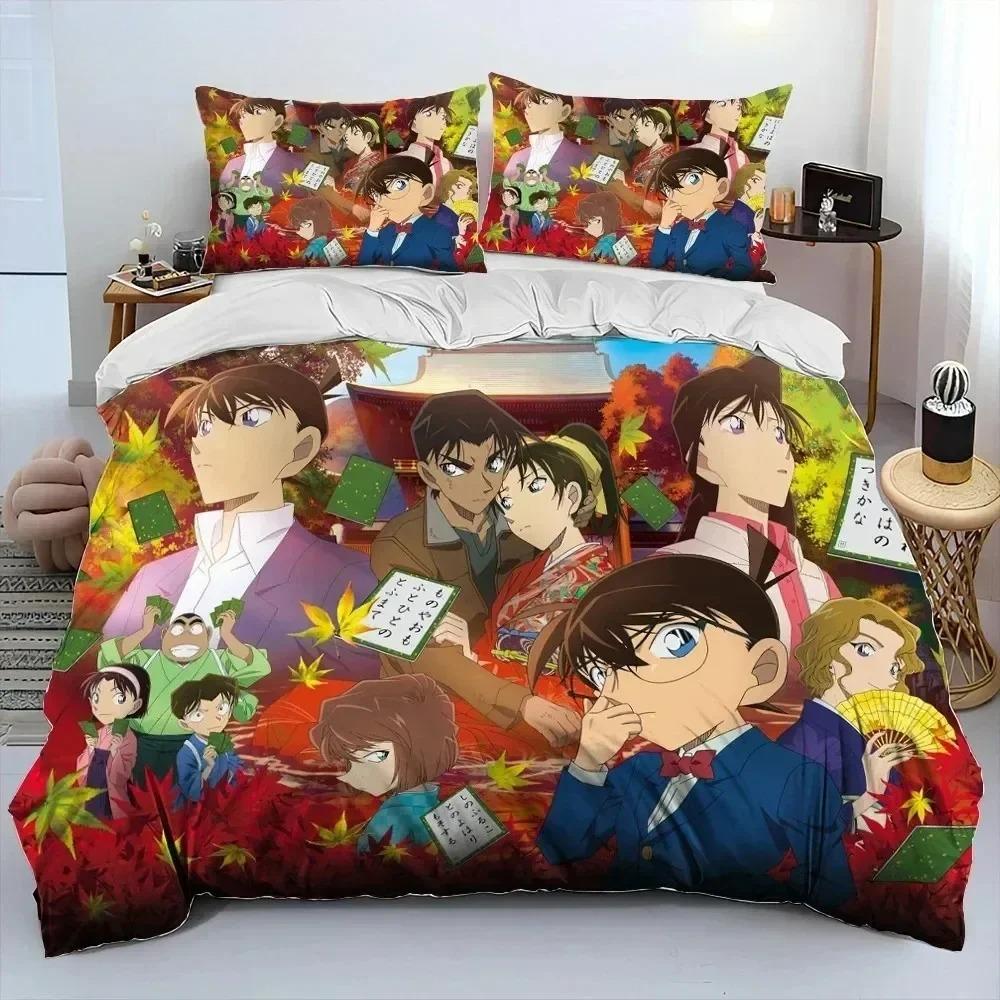 Anime Detective Conan Cartoon Bedding Set Boys Girls Twin Queen King Size Duvet Cover Pillowcase Bed Boys Adult Bedroom