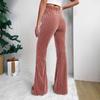 Women's High Waist Corduroy Flare Pants Stretch Solid Color Casual Winter Trousers