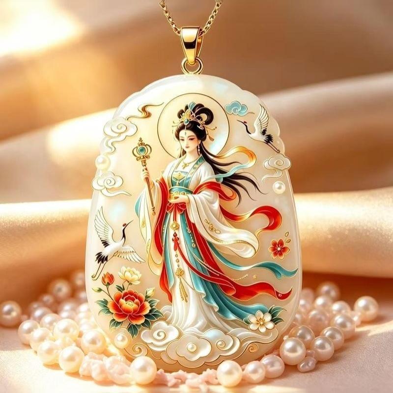 Painted Alloy Enamel Pendant Artistic Chinese Style Skin-friendly Jewelry for Women Traditional Costume Matching Accessory